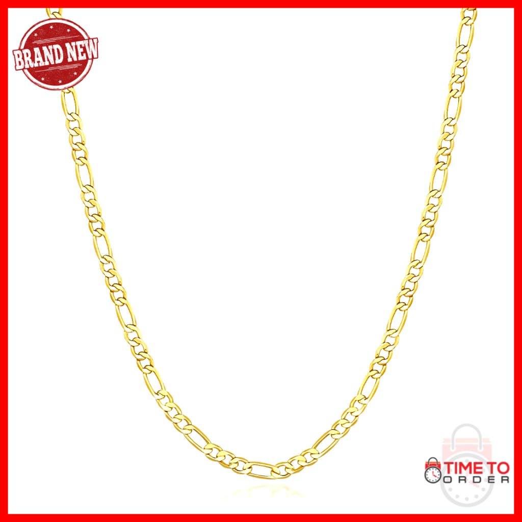 14k Gold Plated Figaro Chain Necklace 3.2mm Wide 16-30in Lobster Clasp